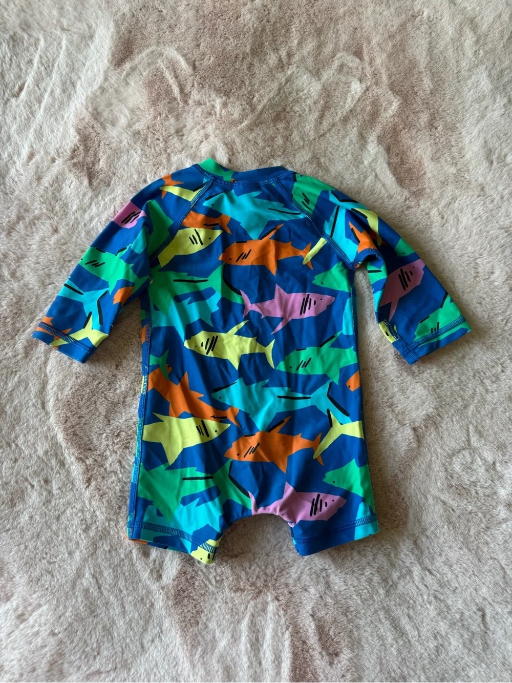 Hanna Andersson Long-sleeve Rashguard Swimsuit Size 3-6 months Shark Print